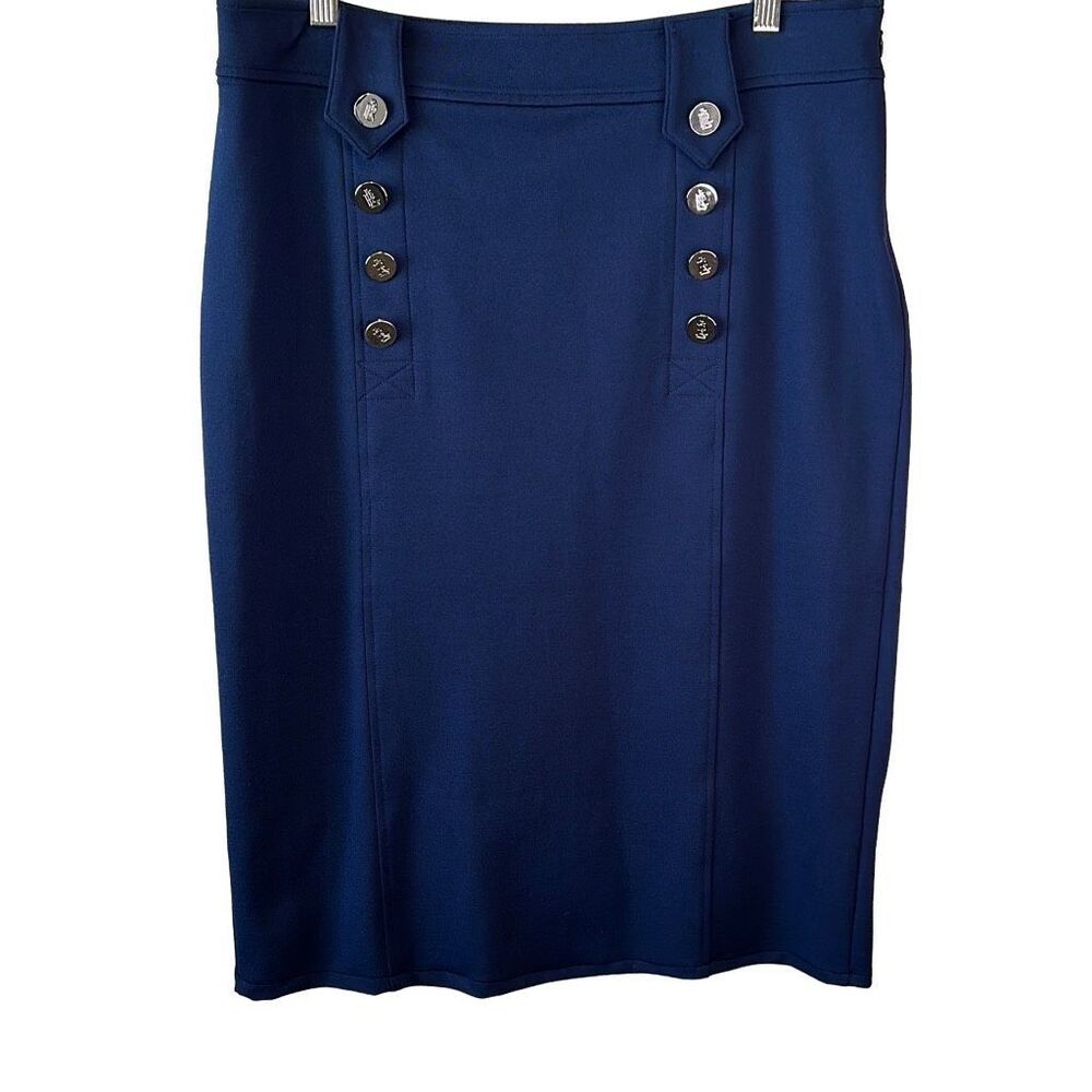 Lauren Ralph Lauren Black Label Navy Straight Viscose Blend Skirt L
